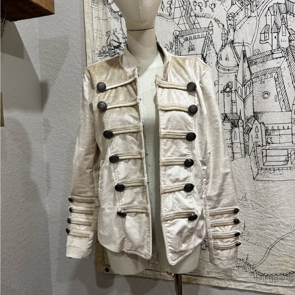 Velvet Cream Military Style Jacket